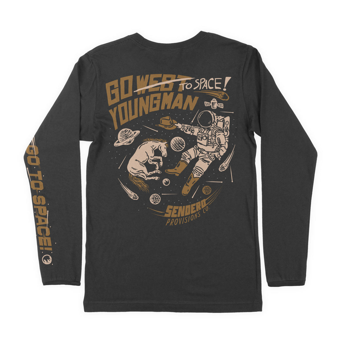 To Space Long Sleeve T-Shirt - Vintage Black
