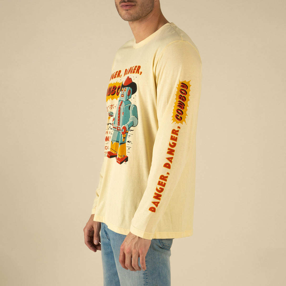 Danger Cowboy Long Sleeve T-Shirt - Cream