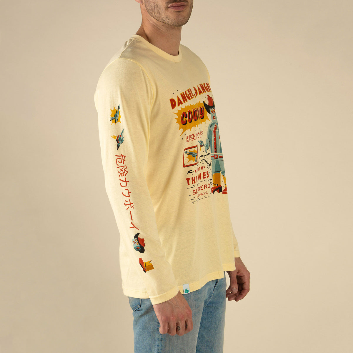 Danger Cowboy Long Sleeve T-Shirt - Cream