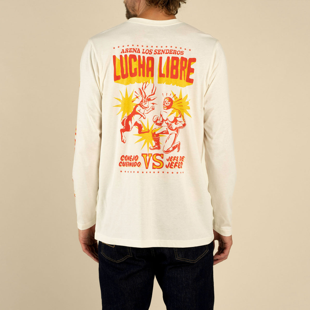 Lucha Libre Long Sleeve T-Shirt - Vintage White