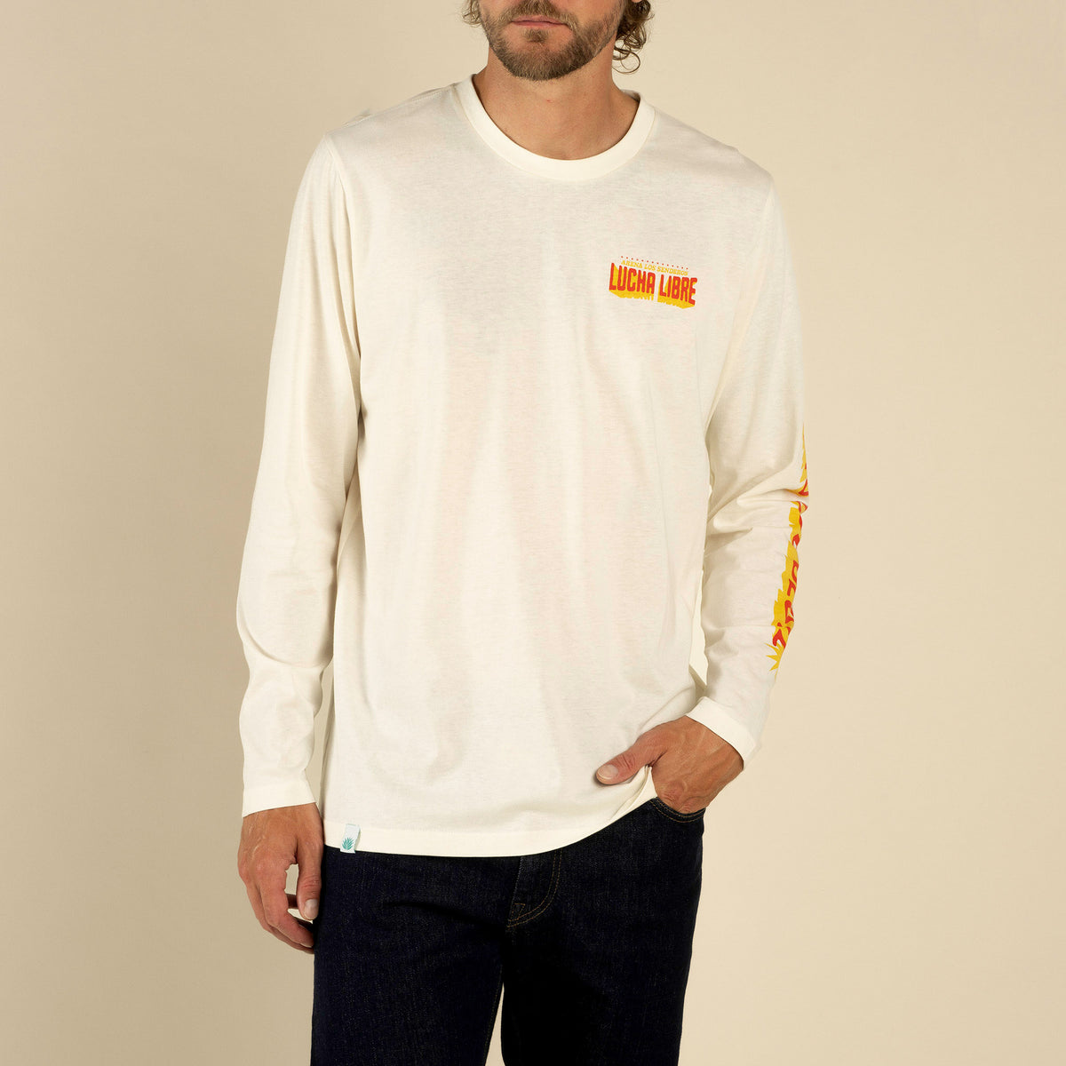 Lucha Libre Long Sleeve T-Shirt - Vintage White