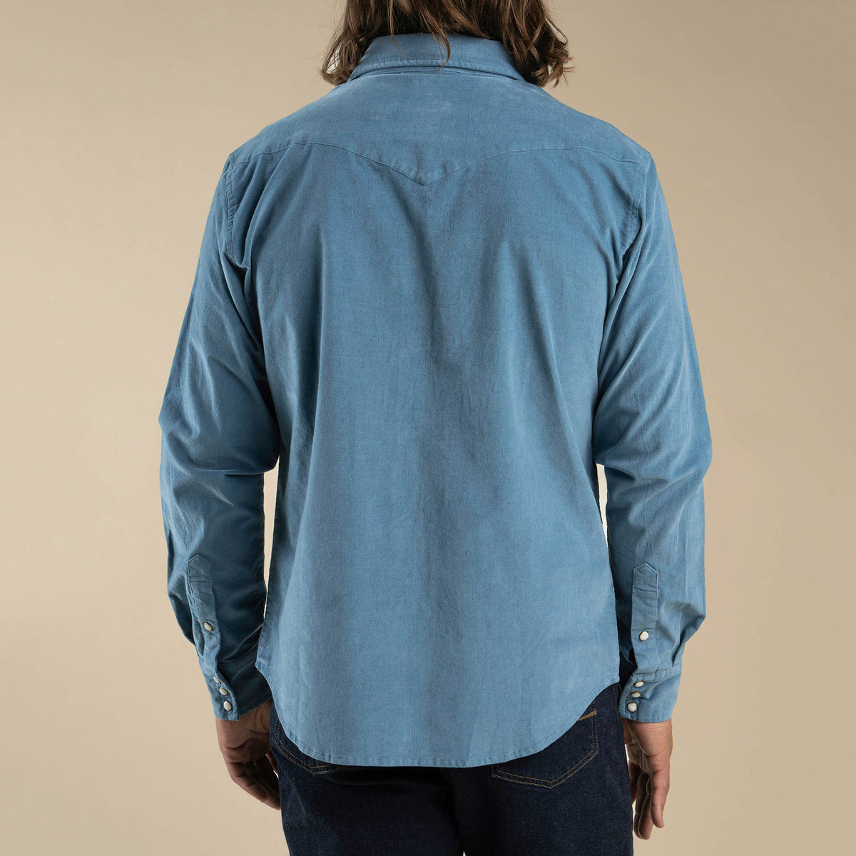 The Wyatt Pearl Snap Long Sleeve Corduroy Shirt - Sky Blue
