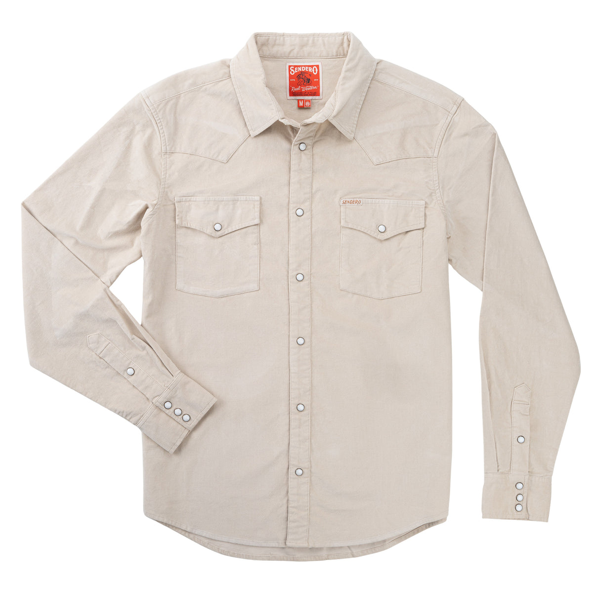 The Wyatt Pearl Snap Long Sleeve Corduroy Shirt - Cream