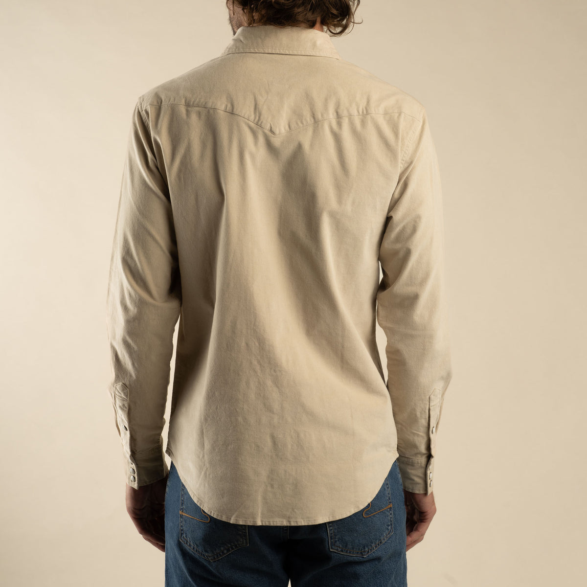 The Wyatt Pearl Snap Long Sleeve Corduroy Shirt - Cream
