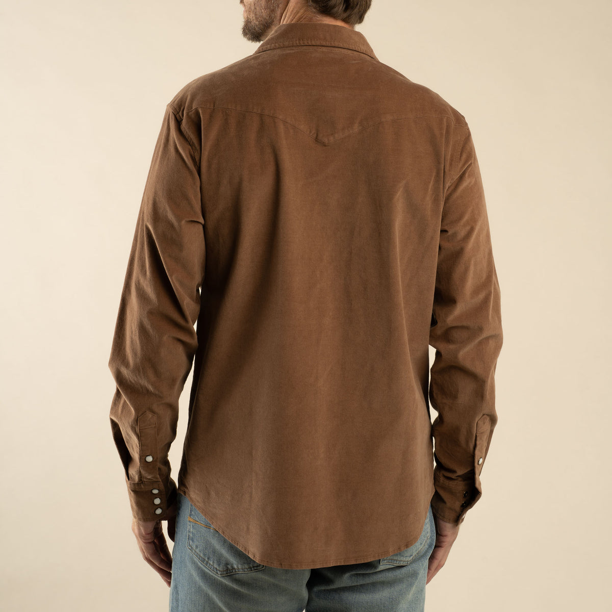 The Wyatt Pearl Snap Long Sleeve Corduroy Shirt - Brown