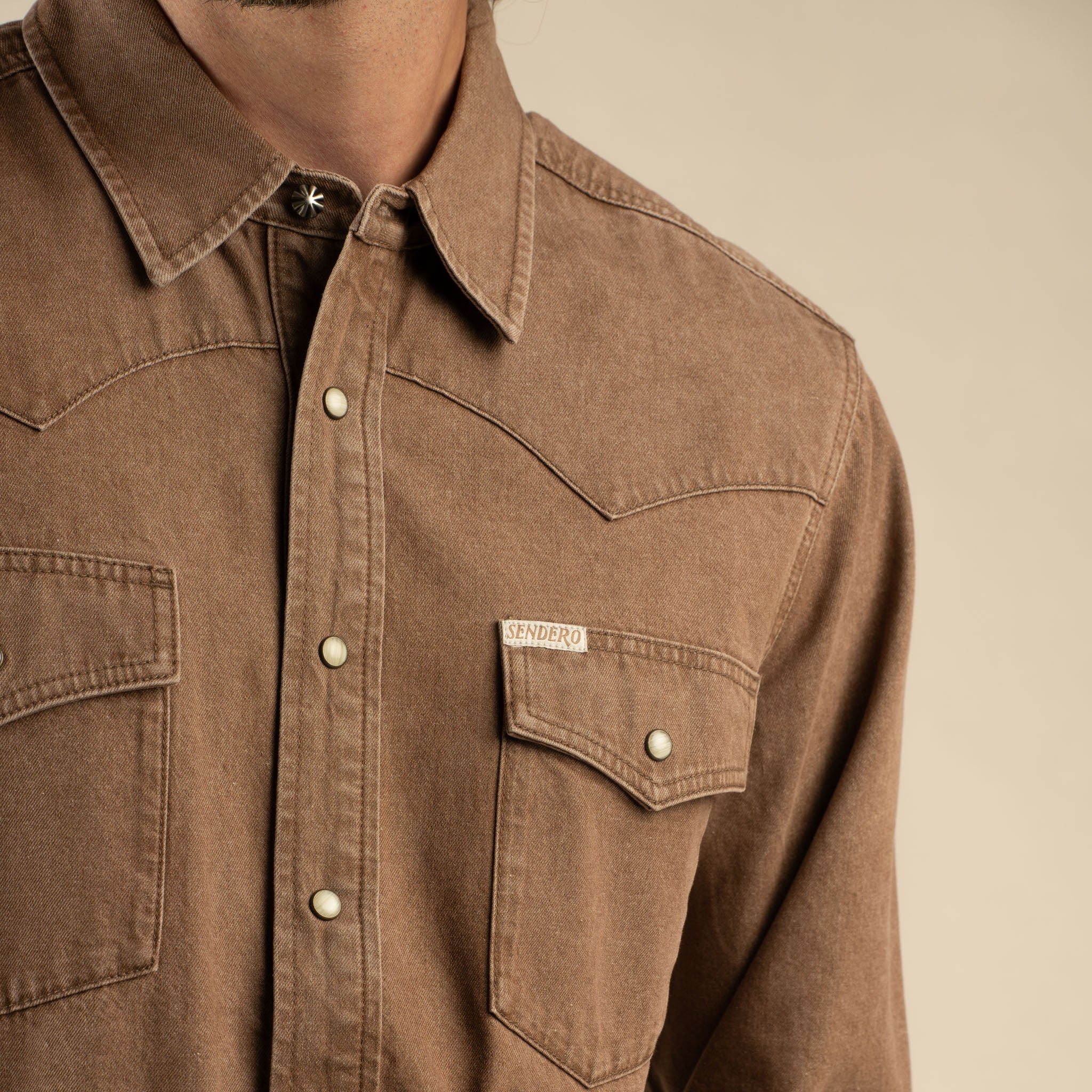 The Wyatt Pearl Snap Long Sleeve Denim Shirt