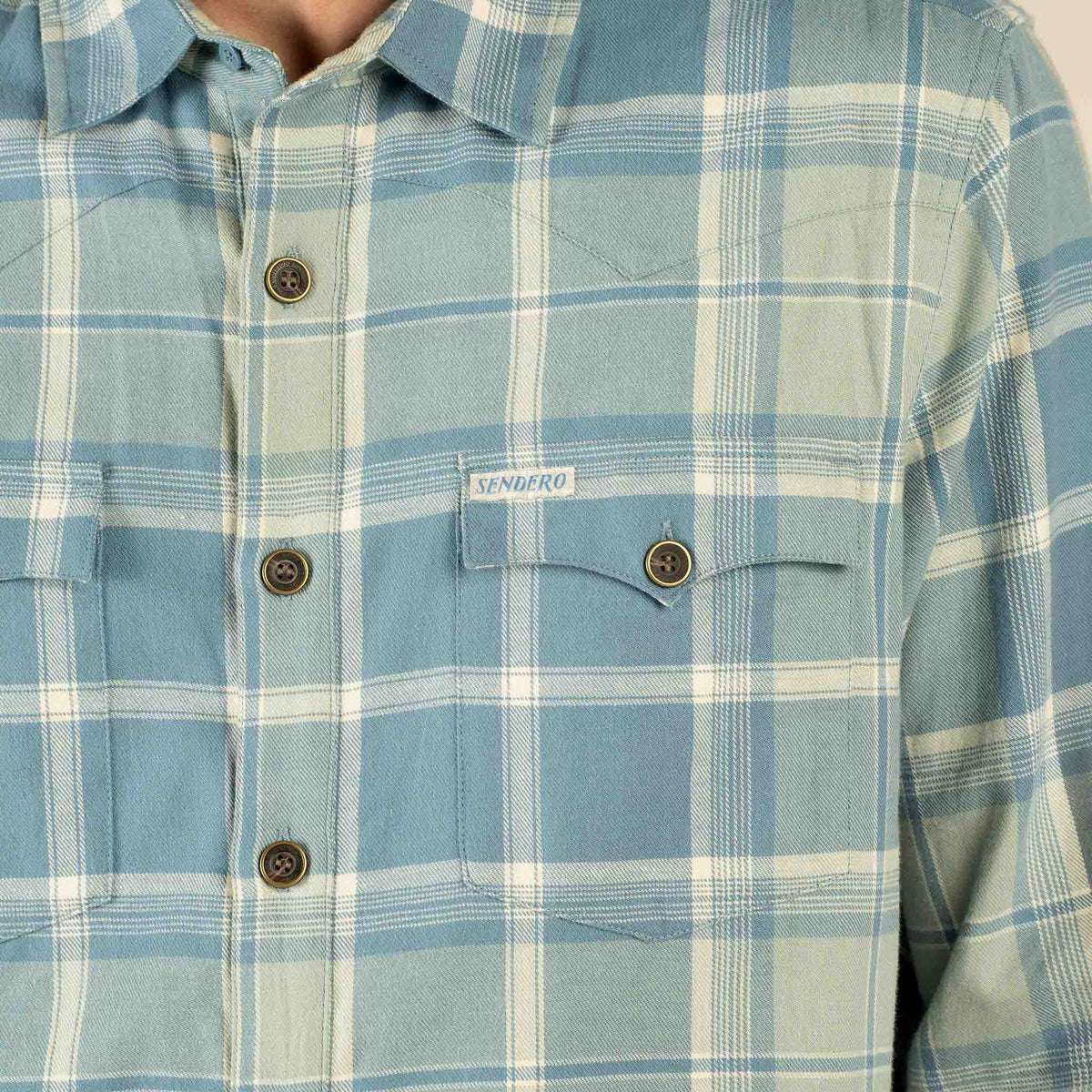 Durango Flannel - Midweight - Blue/Cream