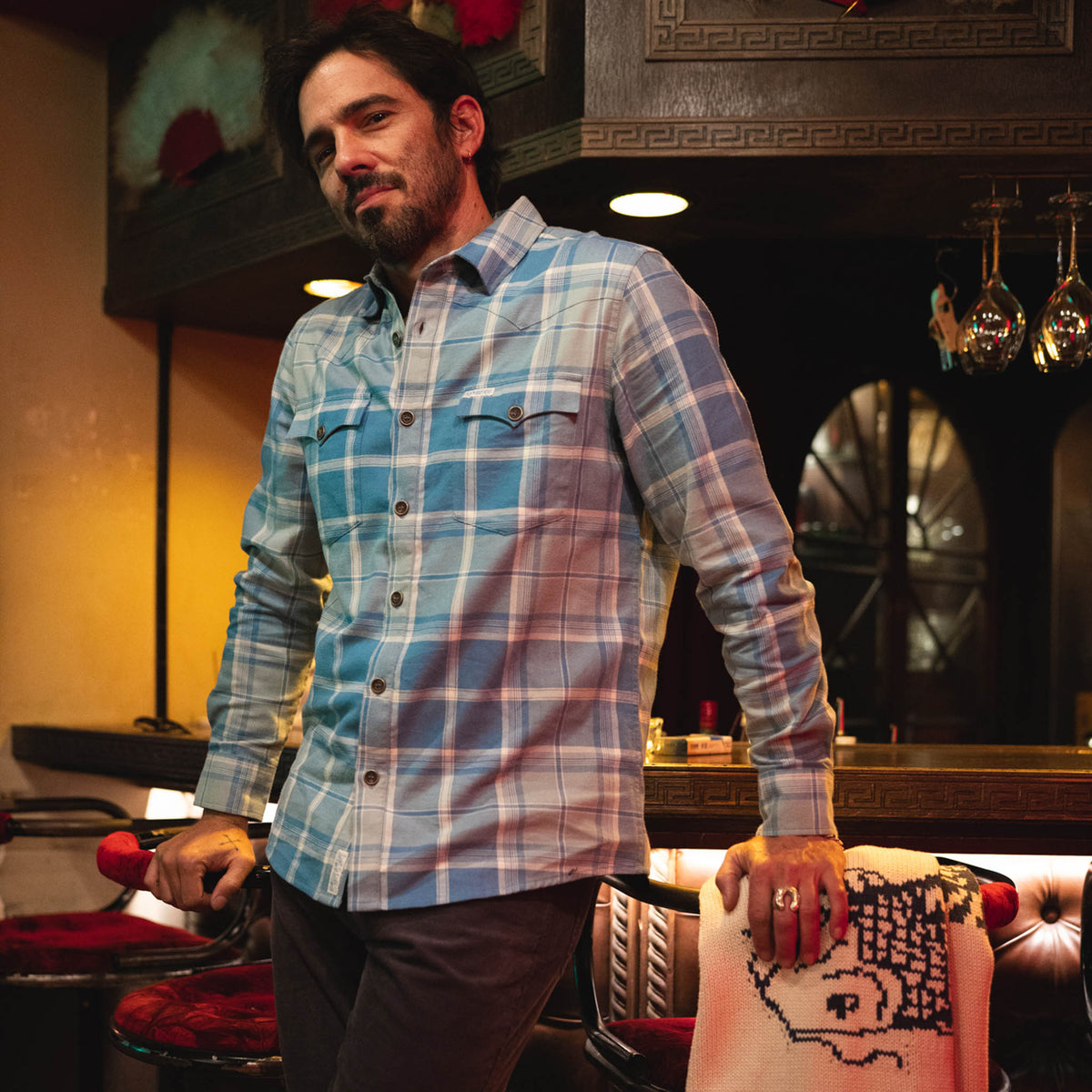 Durango Flannel - Midweight - Blue/Cream