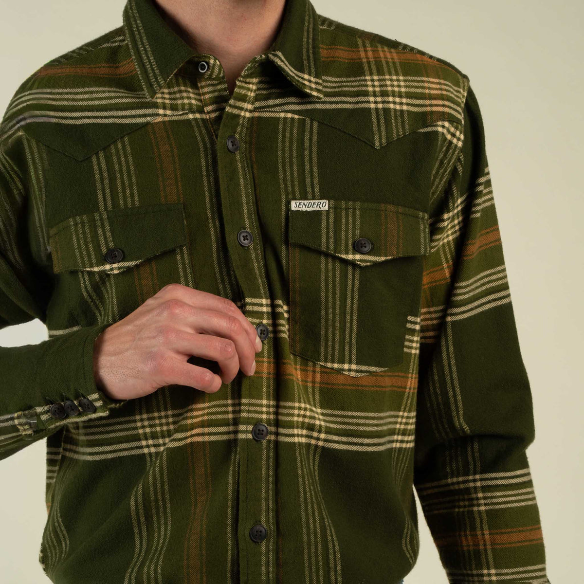 Durango Flannel - Lightweight Stretch - Green/Yellow