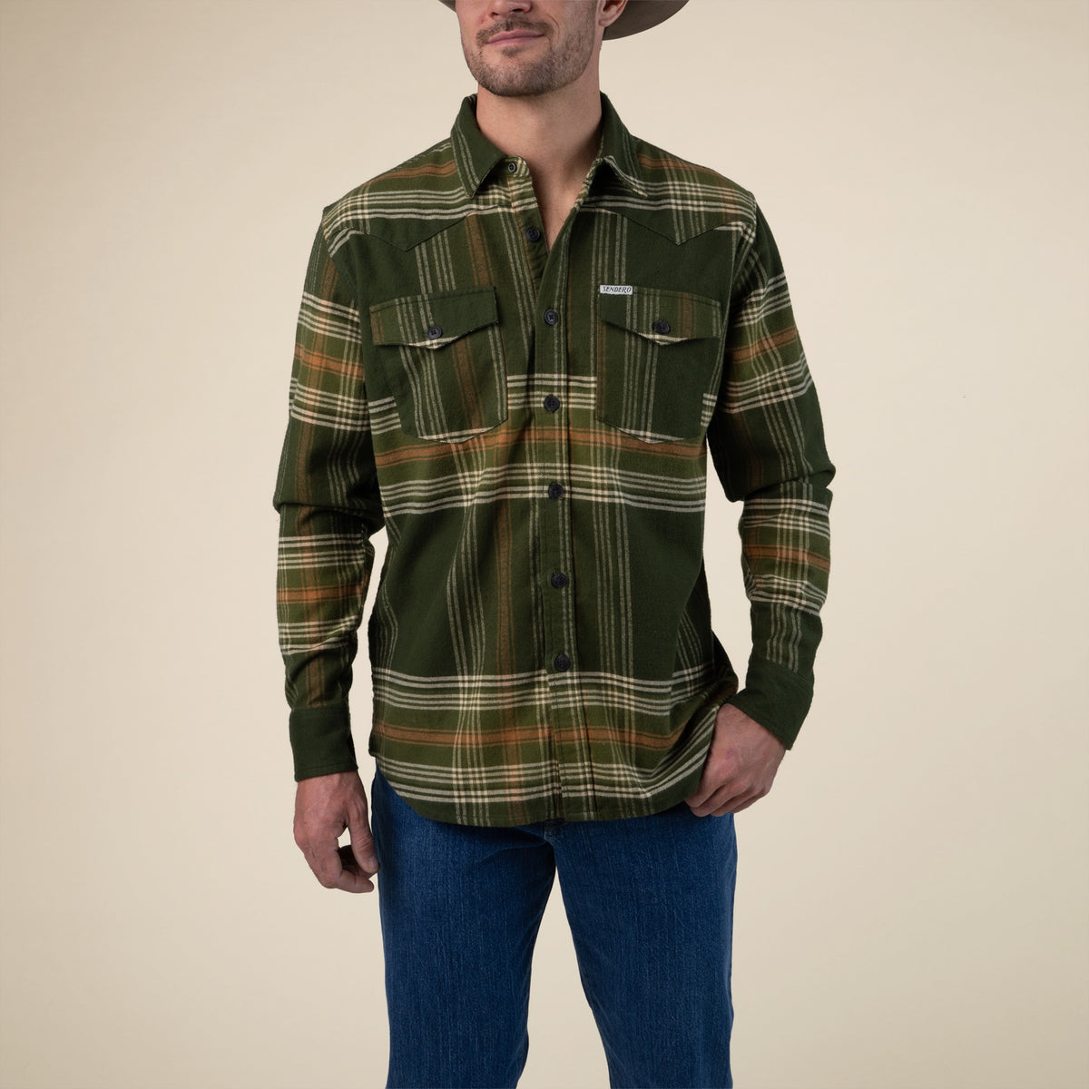 Durango Flannel - Lightweight Stretch - Green/Yellow
