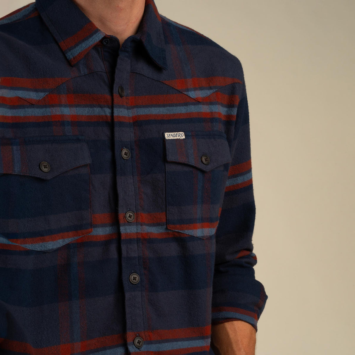 Durango Flannel - Midweight - Charcoal/Navy/Red