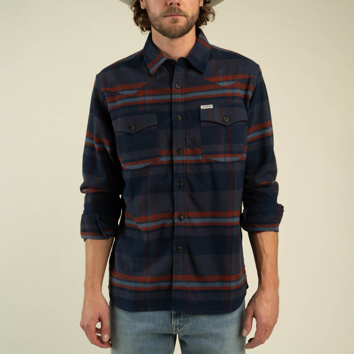 Durango Flannel - Midweight - Charcoal/Navy/Red