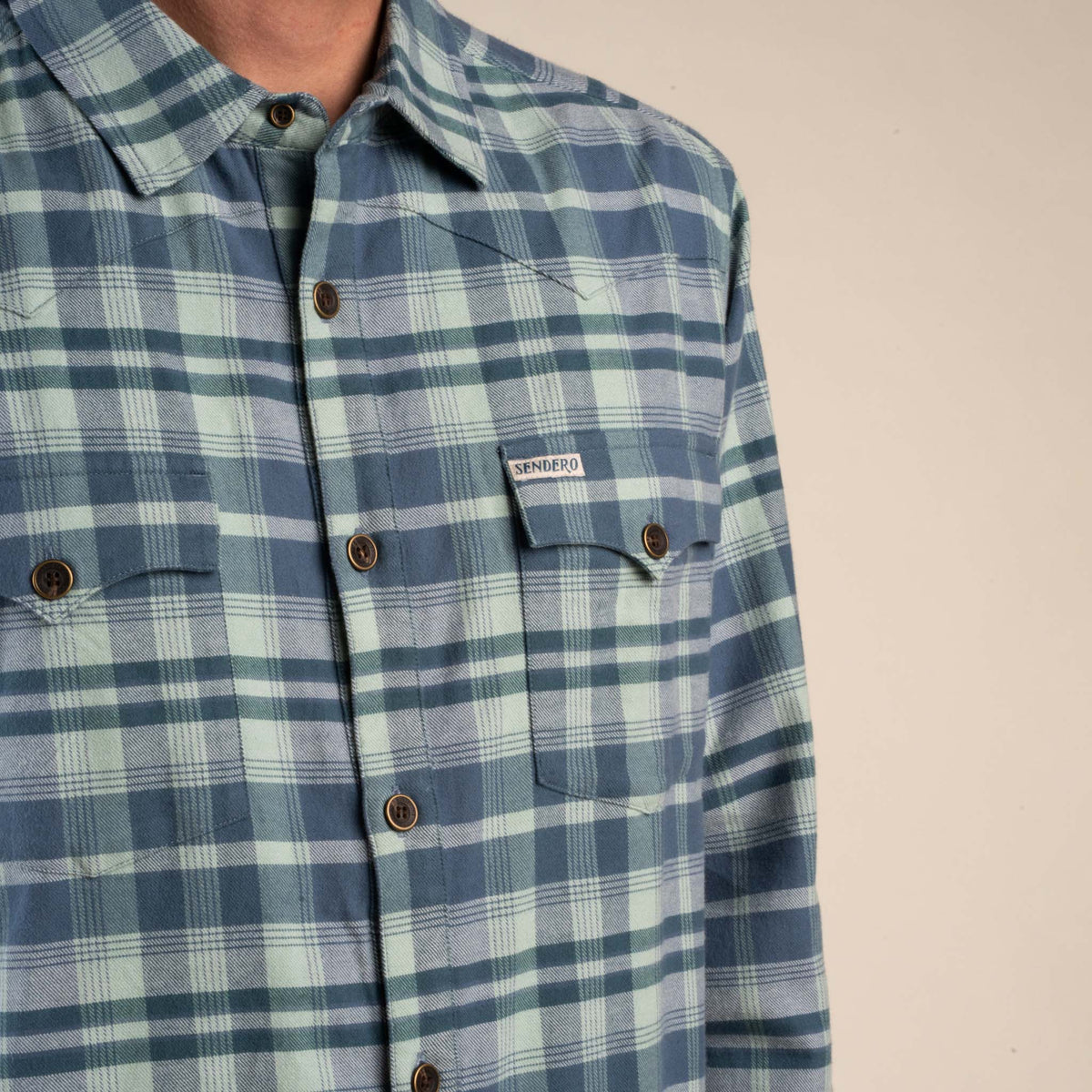 Durango Flannel - Lightweight Stretch - Teal/Blue