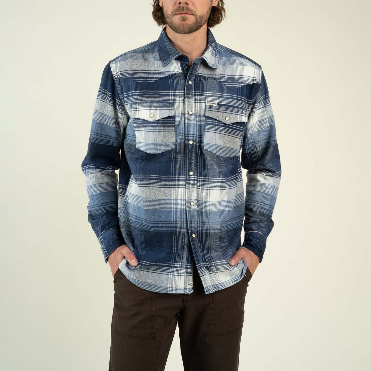 Durango Flannel - Pearlsnap - Blue/White