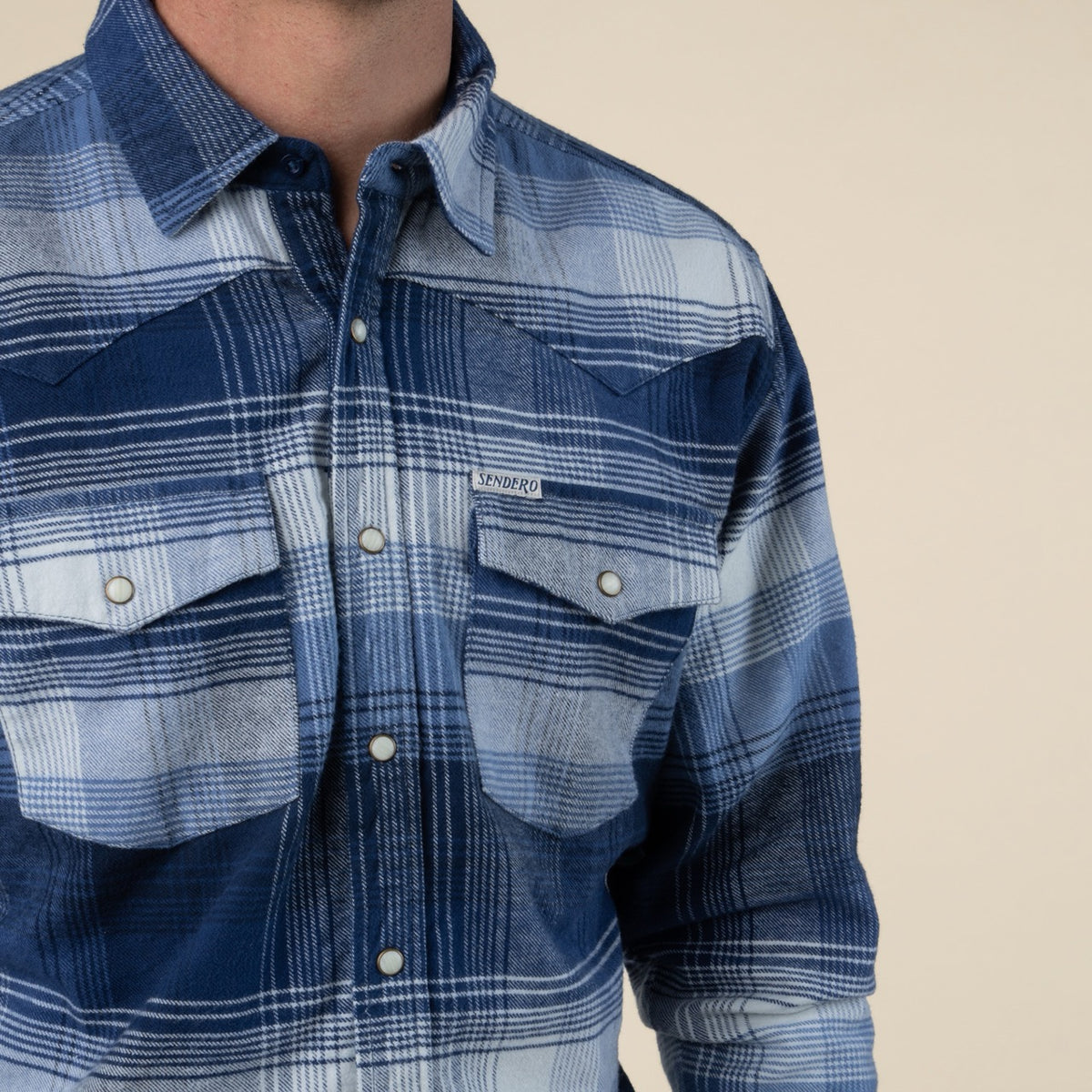 Durango Flannel - Pearlsnap - Blue/White