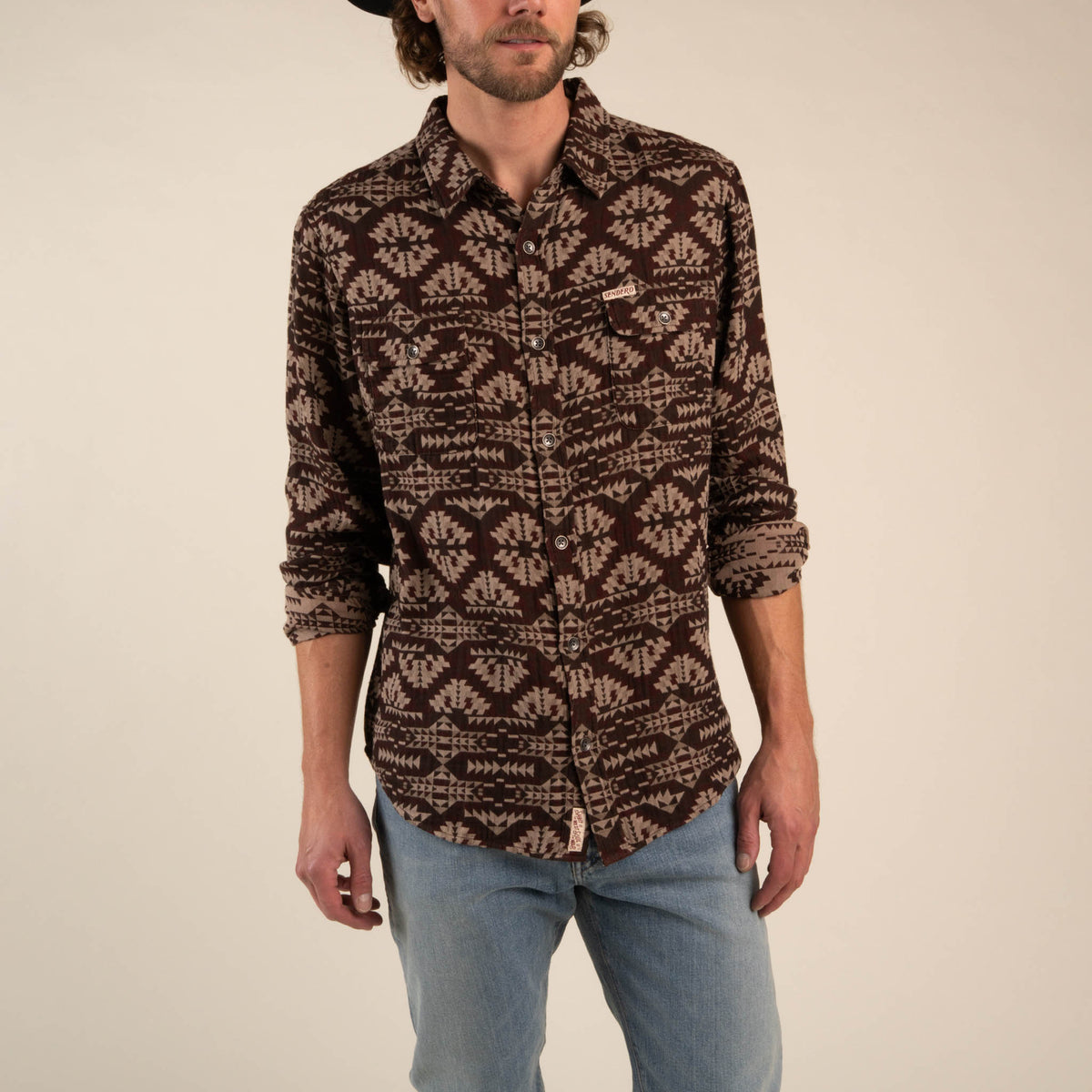 Boquillas Long Sleeve Shirt - Arroyo Chevron - Burgundy