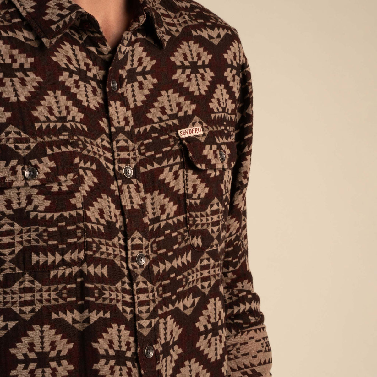 Boquillas Long Sleeve Shirt - Arroyo Chevron - Burgundy