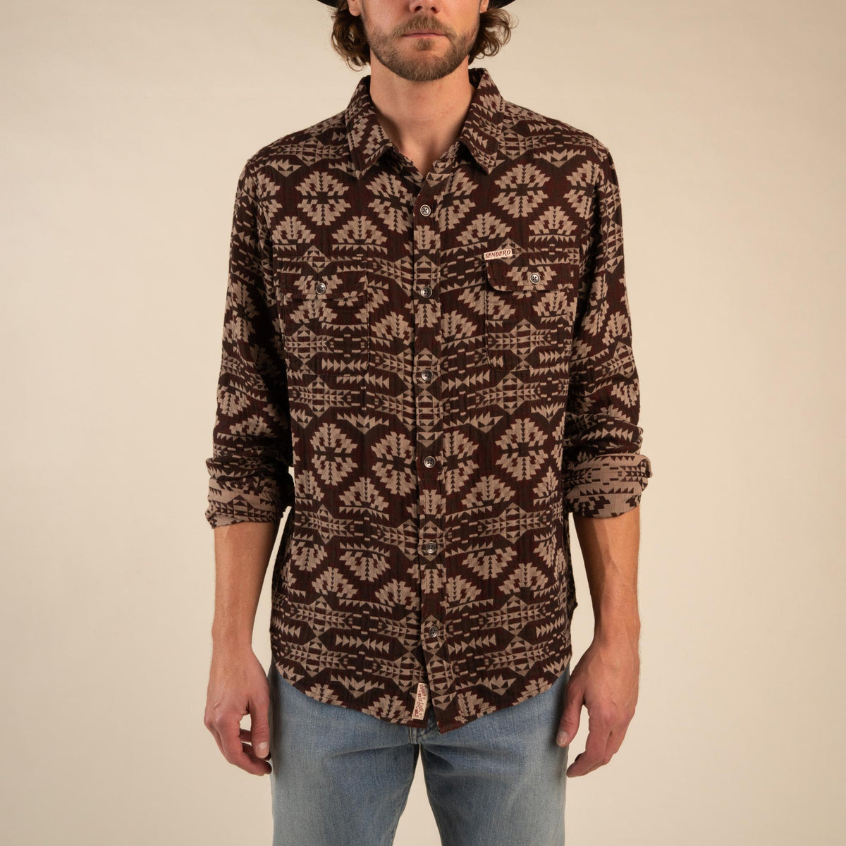Boquillas Long Sleeve Shirt - Arroyo Chevron - Burgundy