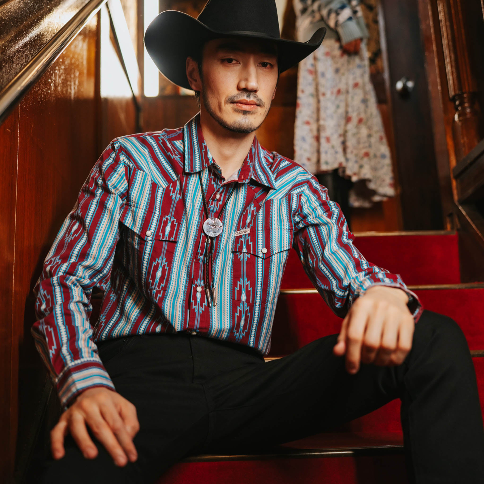 The Wyatt Pearl Snap Long Sleeve Serape Shirt