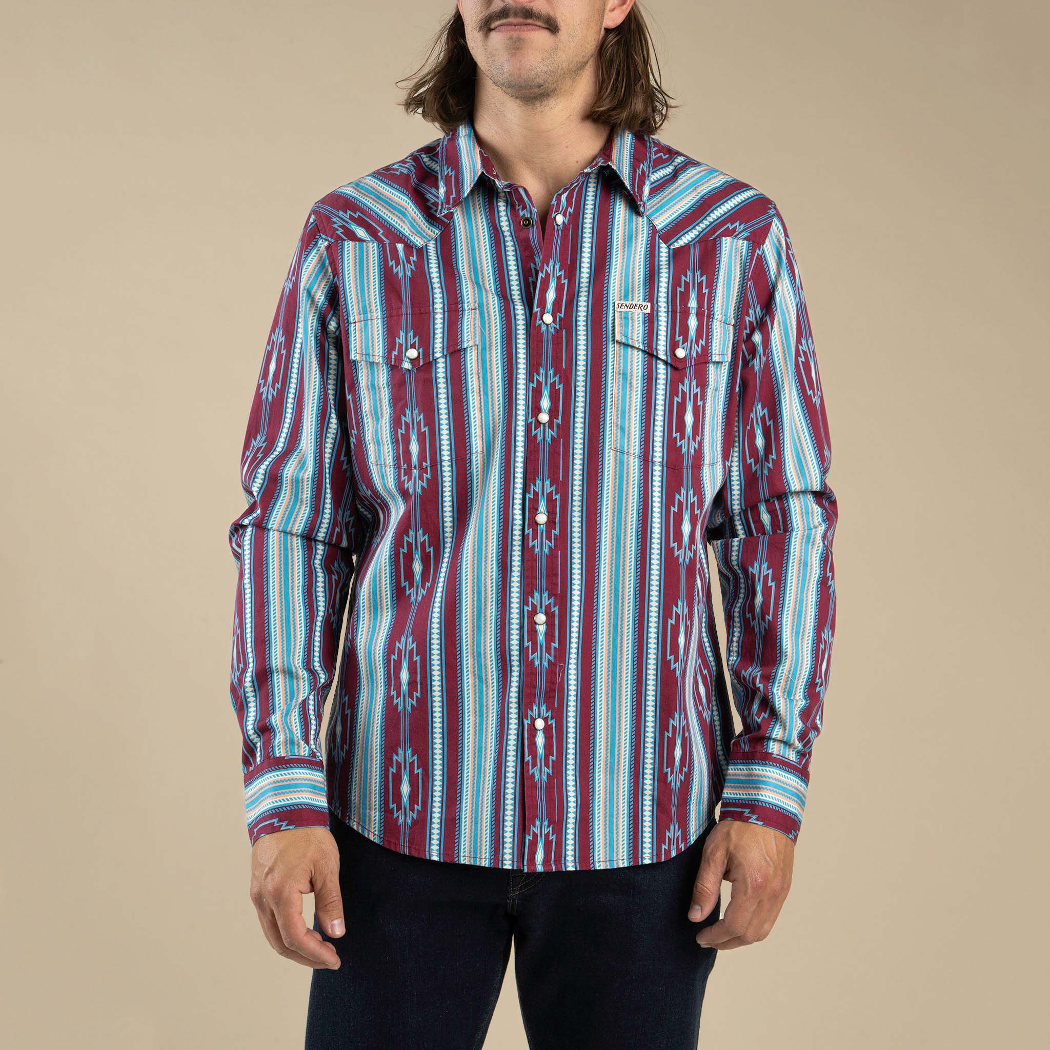The Wyatt Pearl Snap Long Sleeve Serape Shirt