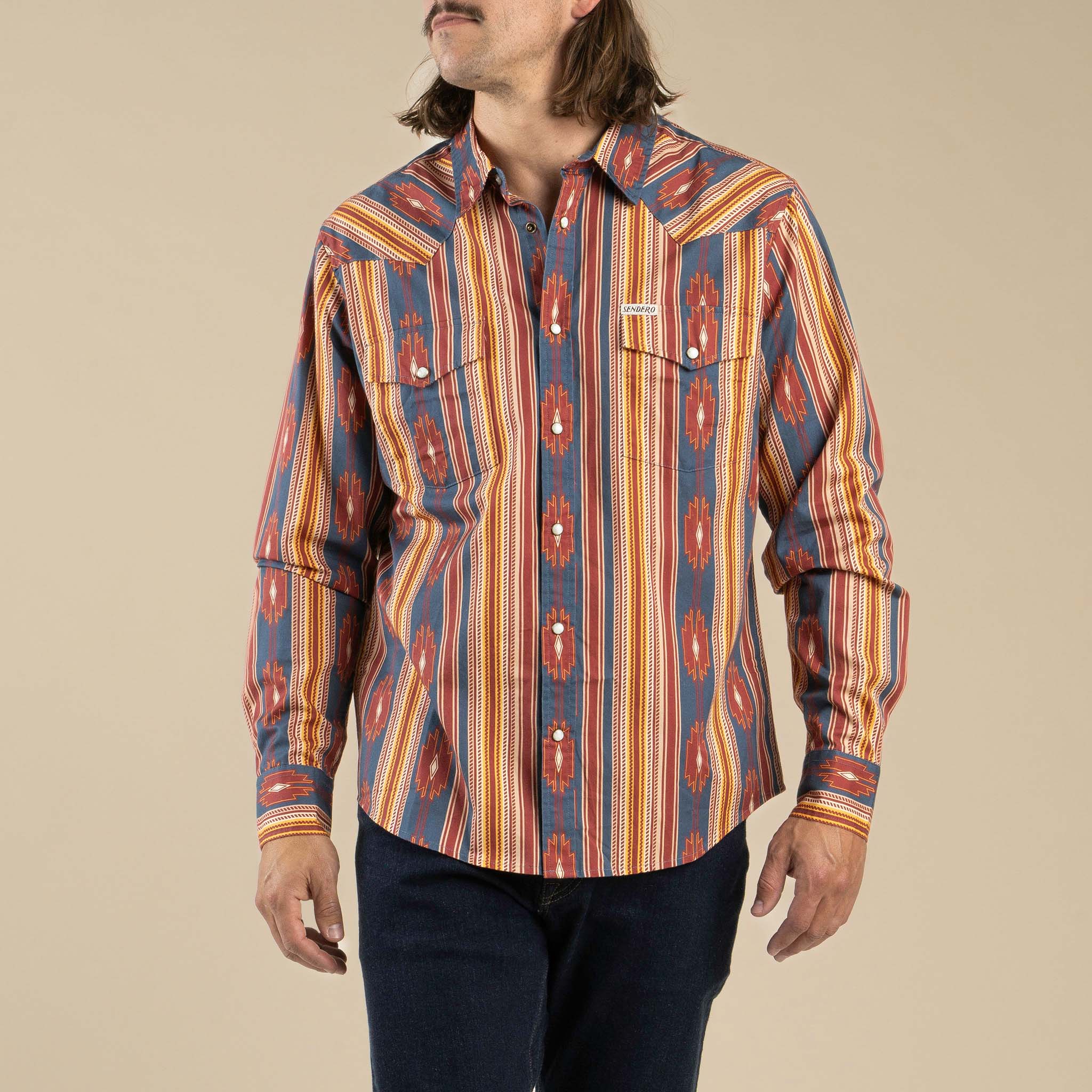The Wyatt Pearl Snap Long Sleeve Serape Shirt