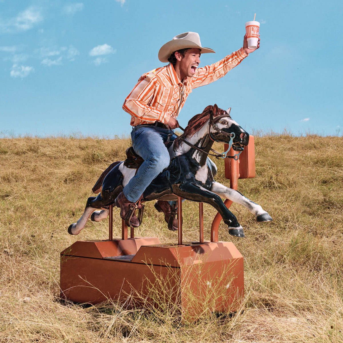 The Wyatt Pearl Snap Long Sleeve Denim Shirt - Whataburger Stripe
