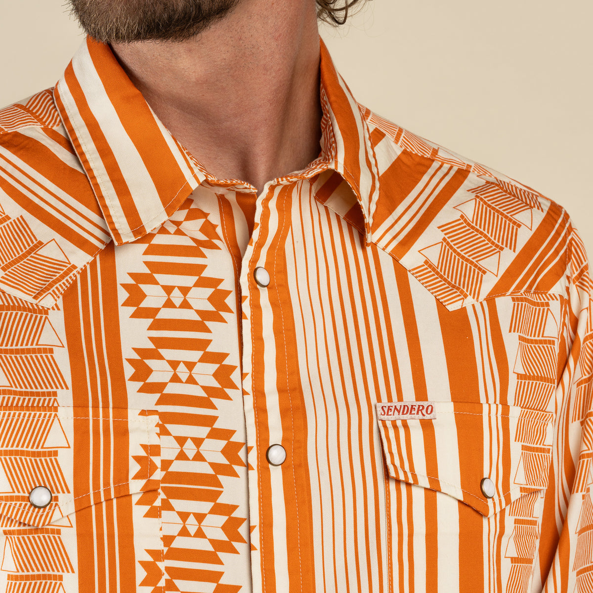 The Wyatt Pearl Snap Long Sleeve Denim Shirt - Whataburger Stripe
