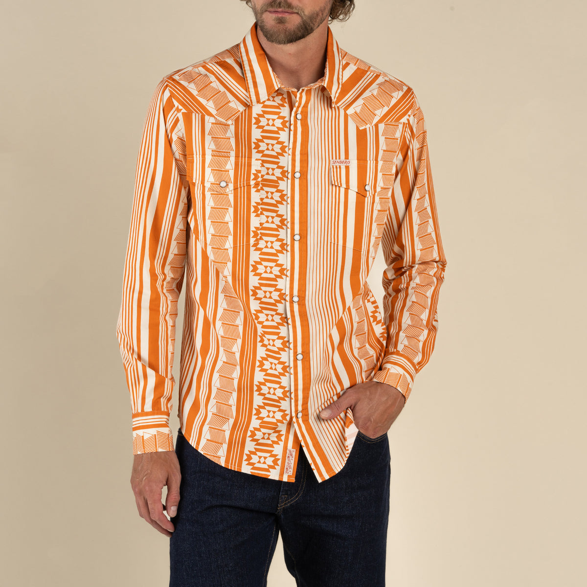 The Wyatt Pearl Snap Long Sleeve Denim Shirt - Whataburger Stripe