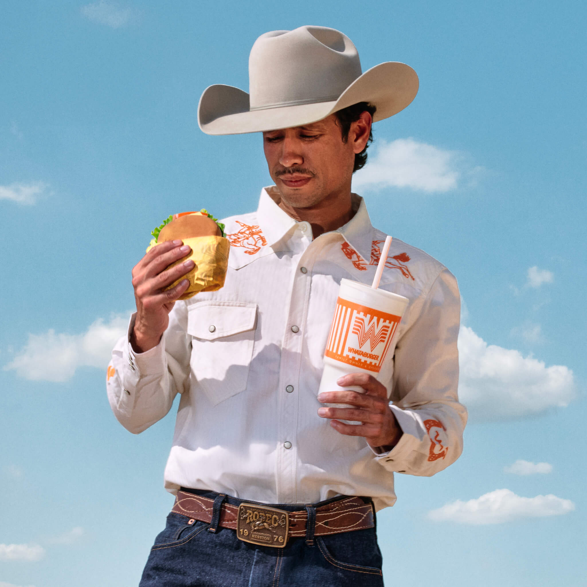 Whataburger x Sendero The Wyatt Pearl Snap Long Sleeve Embroidered Shirt