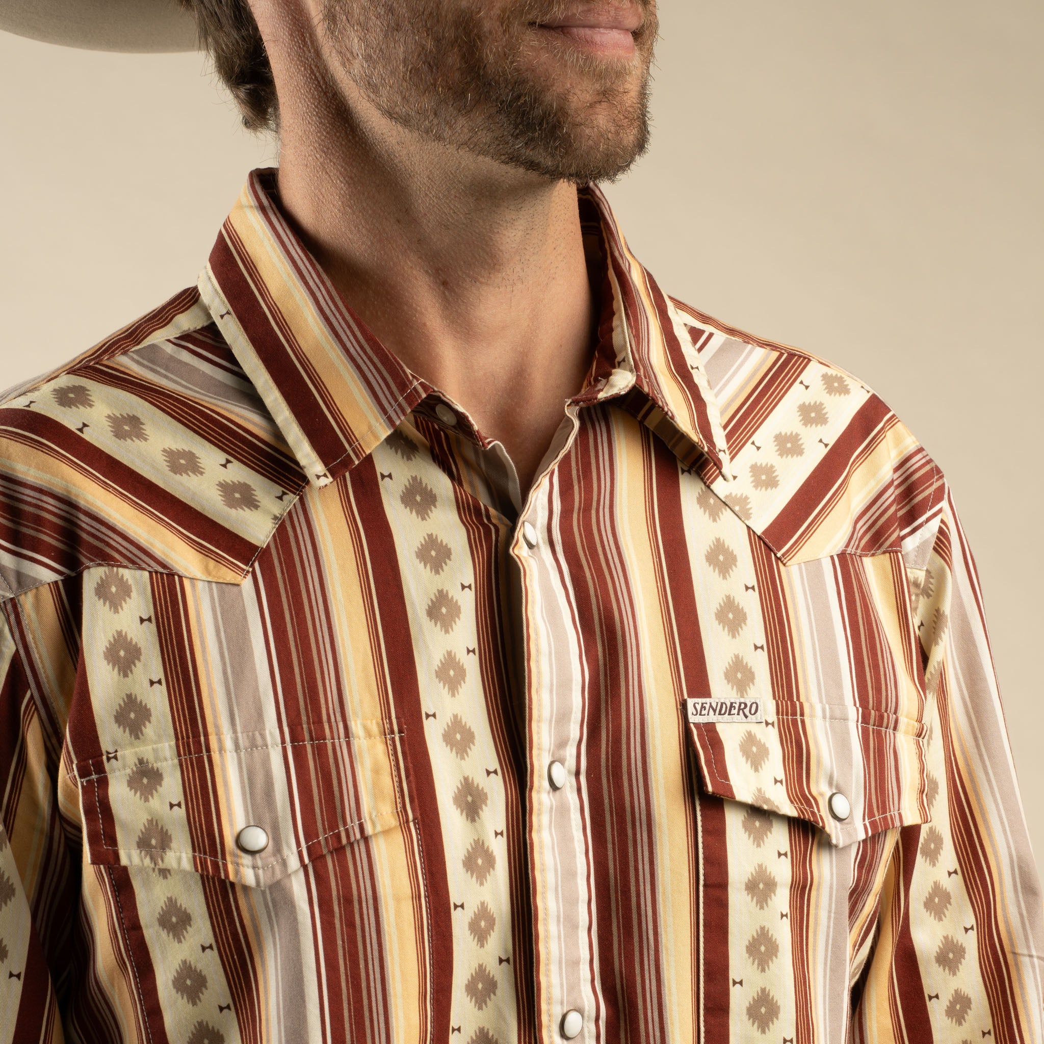 The Wyatt Pearl Snap Long Sleeve Serape Shirt