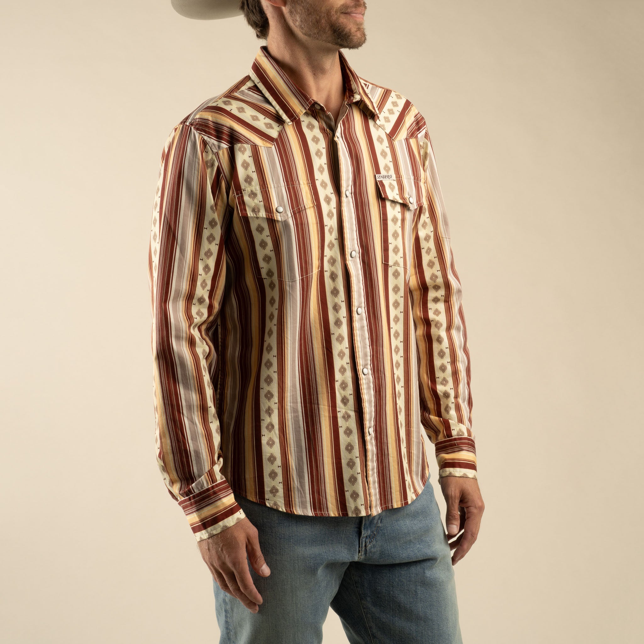 The Wyatt Pearl Snap Long Sleeve Serape Shirt
