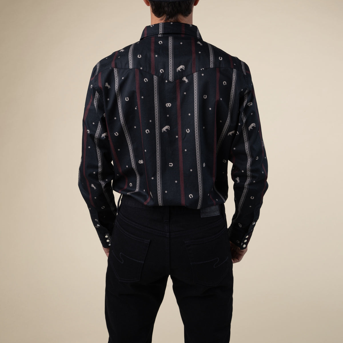 The Wyatt Pearl Snap Long Sleeve Print Shirt - Handler - Black