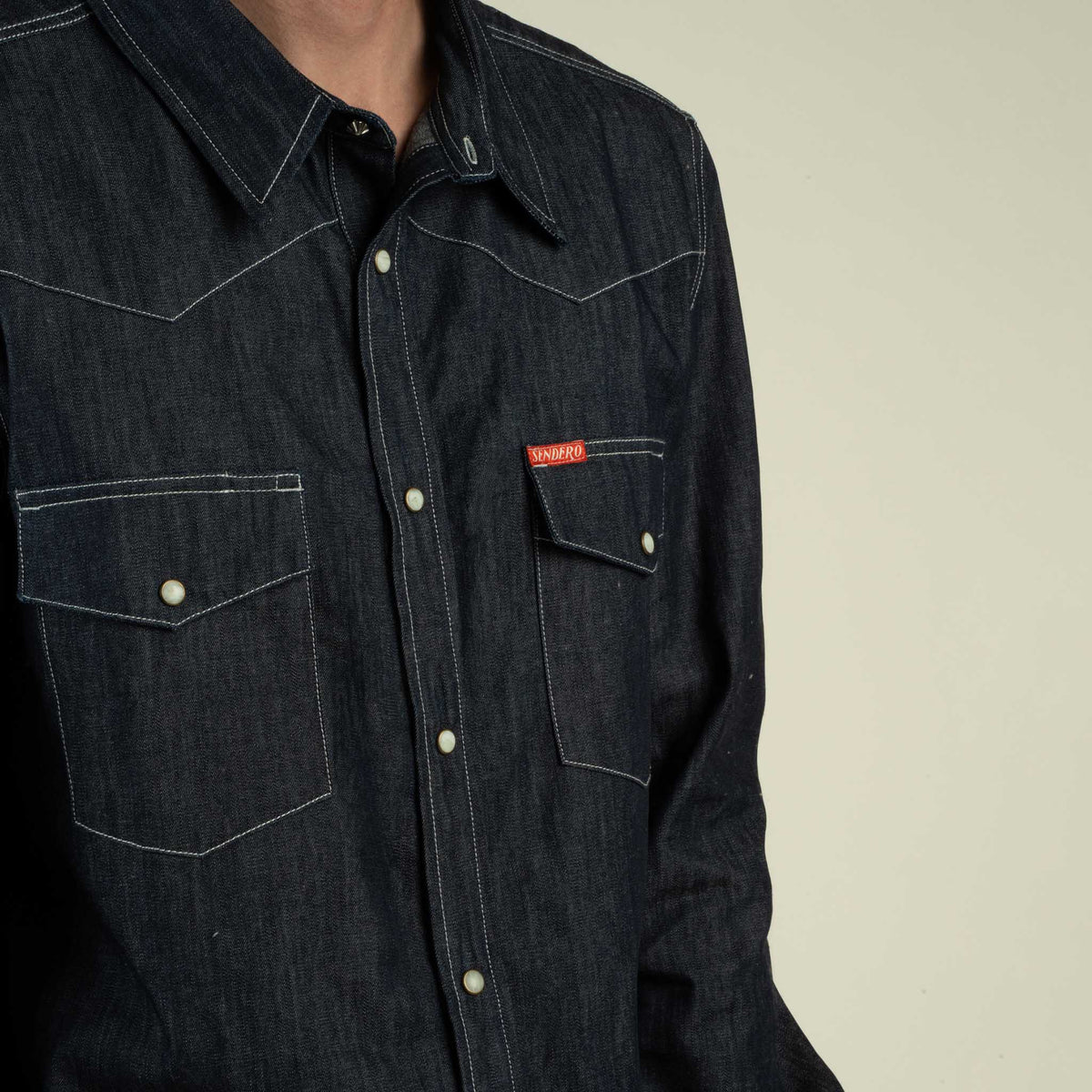 The Wyatt Pearl Snap Long Sleeve Denim Shirt - Raw Denim