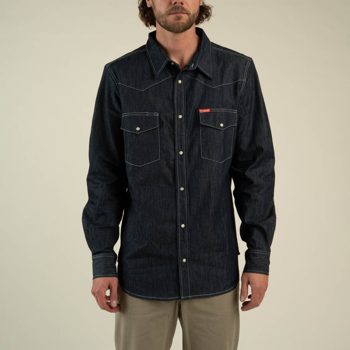 The Wyatt Pearl Snap Long Sleeve Denim Shirt - Raw Denim