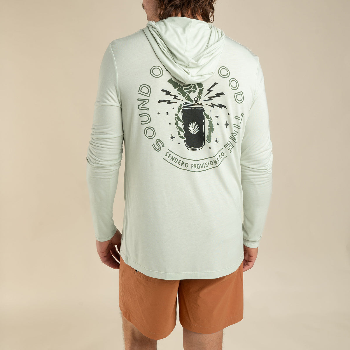 Yucatan Bamboo Hoodie Tech Shirt - Flats Green Print