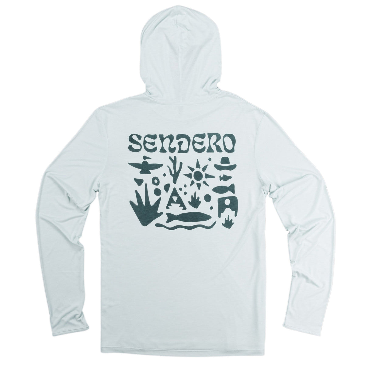 Yucatan Bamboo Hoodie Tech Shirt - Frio Blue Print