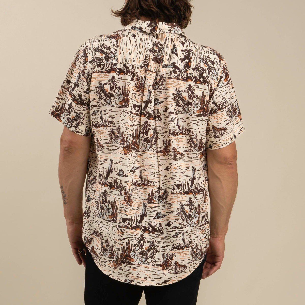 City Slicker Button Up Short Sleeve - Desert Abduction Print - White