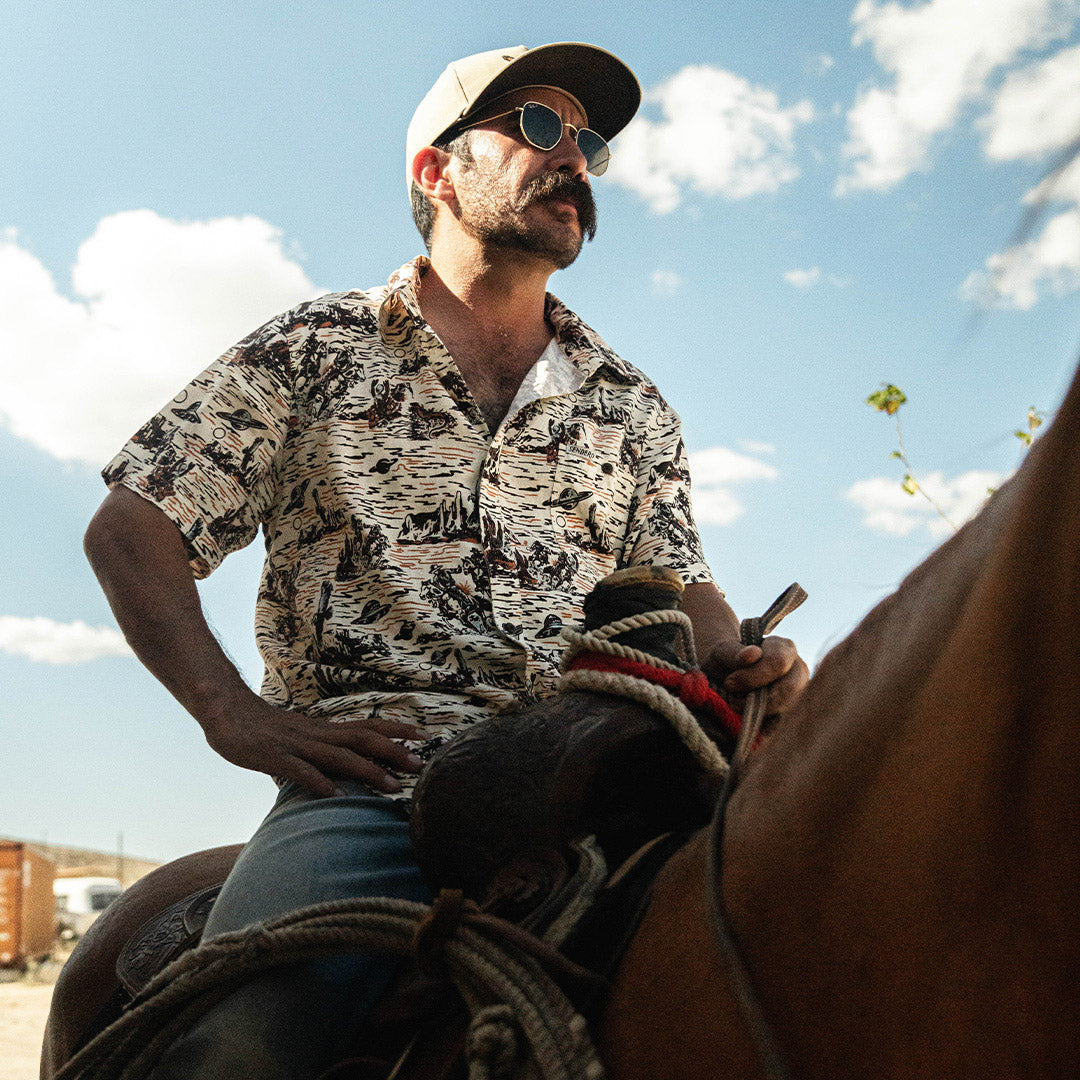 City Slicker Button Up Short Sleeve - Desert Abduction Print - White