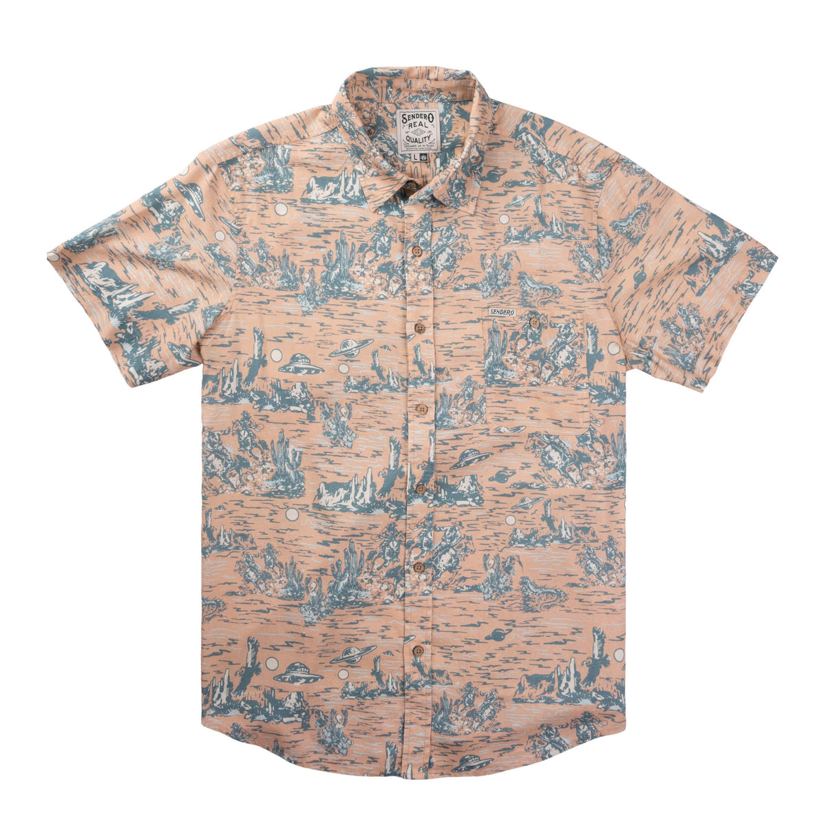 City Slicker Button Up Short Sleeve - Desert Abduction - Coral