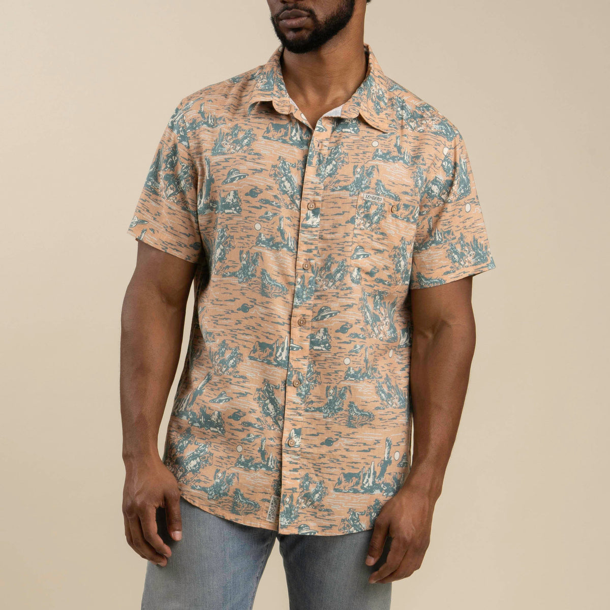 City Slicker Button Up Short Sleeve - Desert Abduction - Coral
