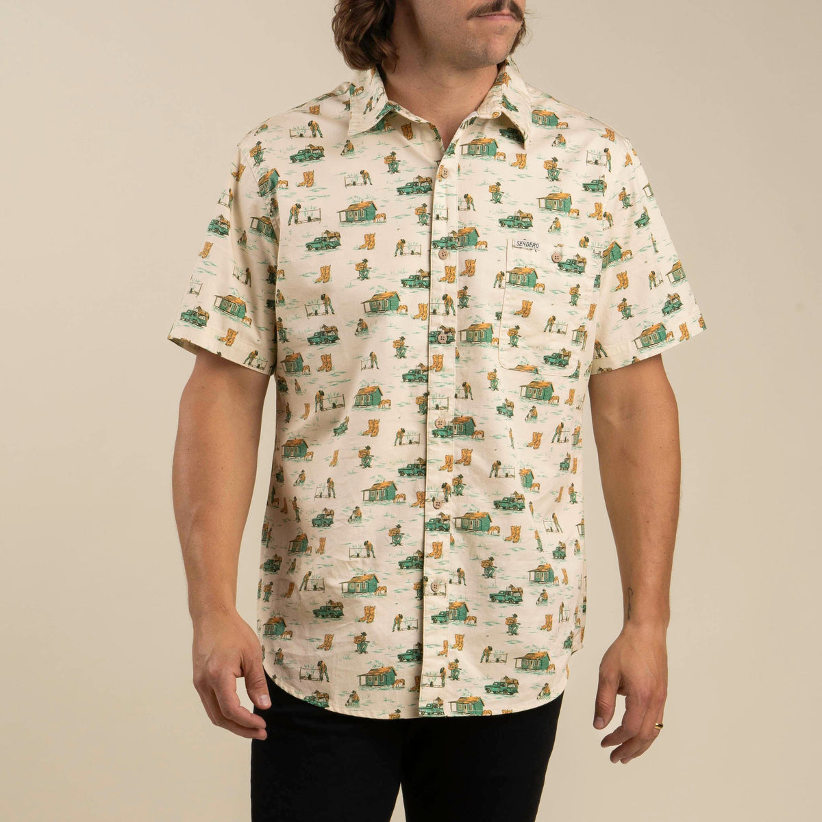 City Slicker Button Up Short Sleeve - Ranch Life - White