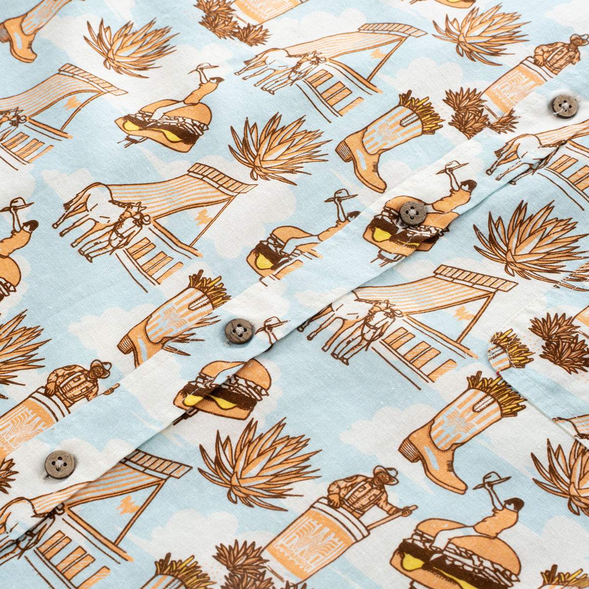 City Slicker Button Up Short Sleeve - Cowboy Drive Thru Print