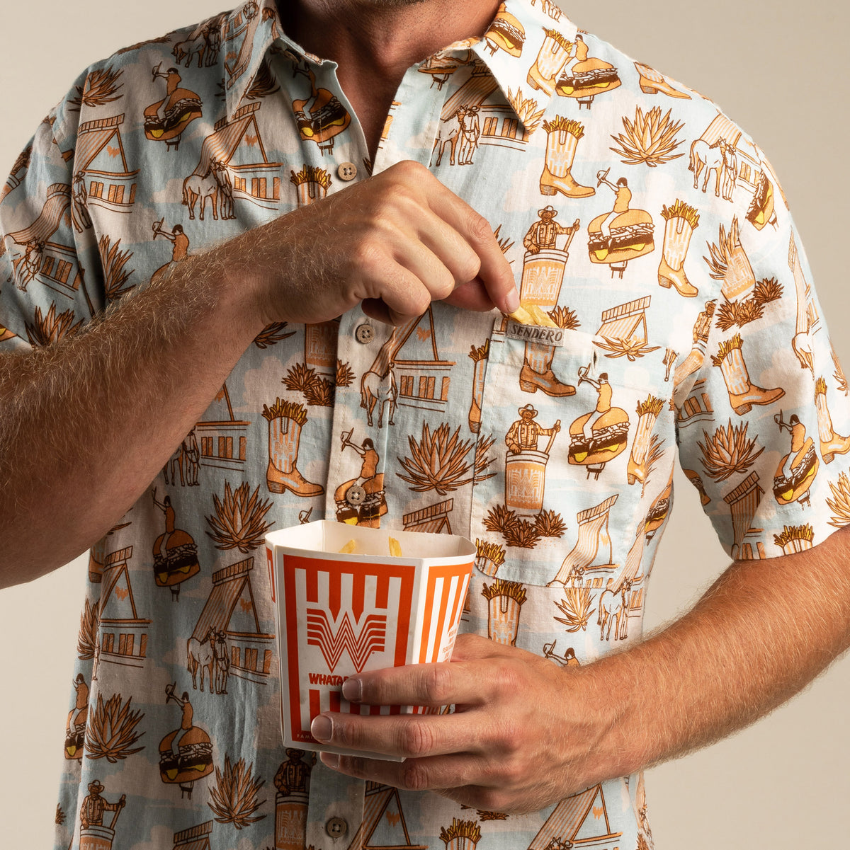 City Slicker Button Up Short Sleeve - Cowboy Drive Thru Print