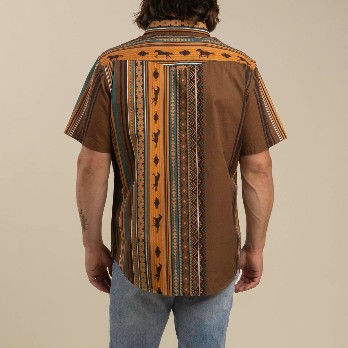 Serape Pearl Snap Short Sleeve - Walnut