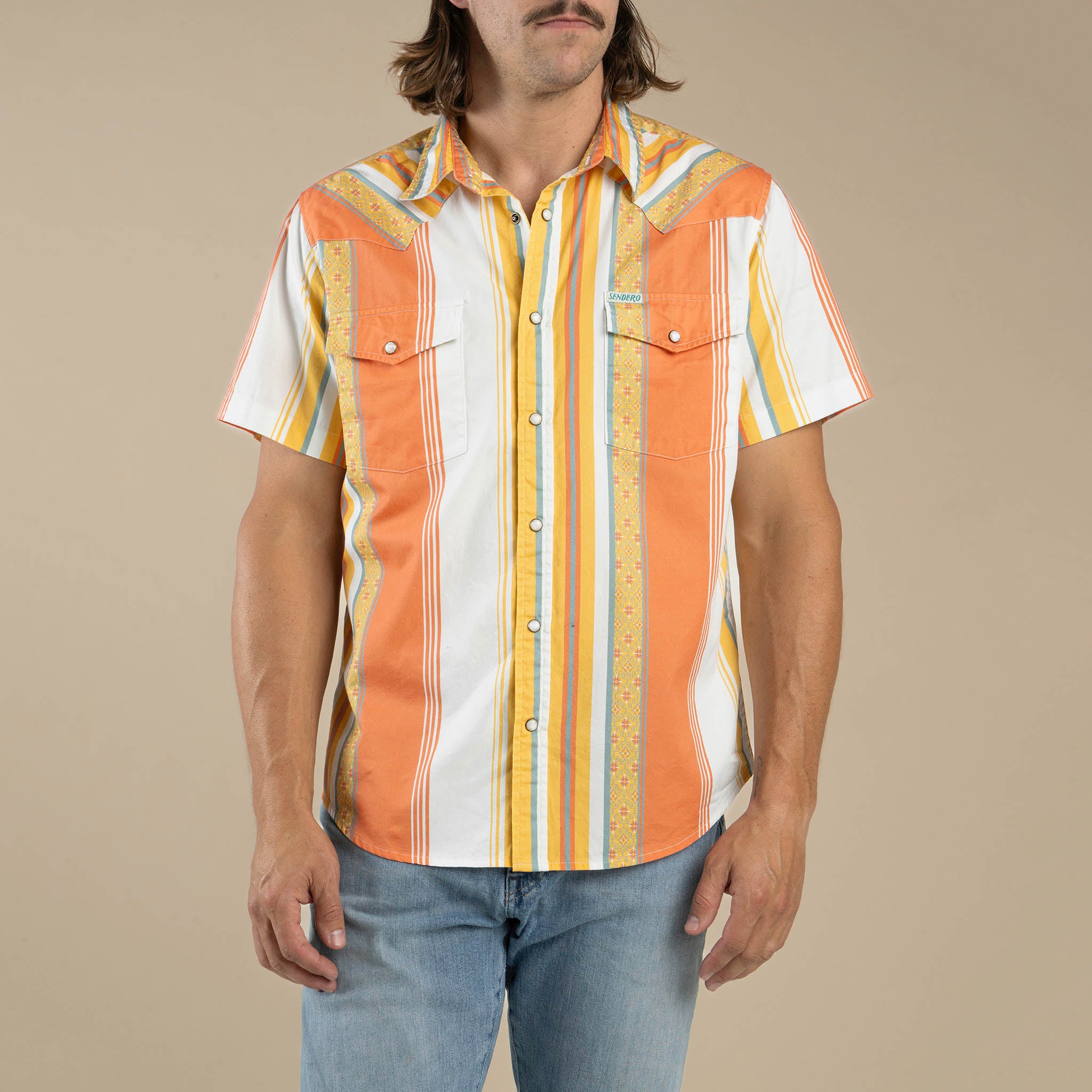 The Wyatt Pearl Snap Short Sleeve Serape Shirt