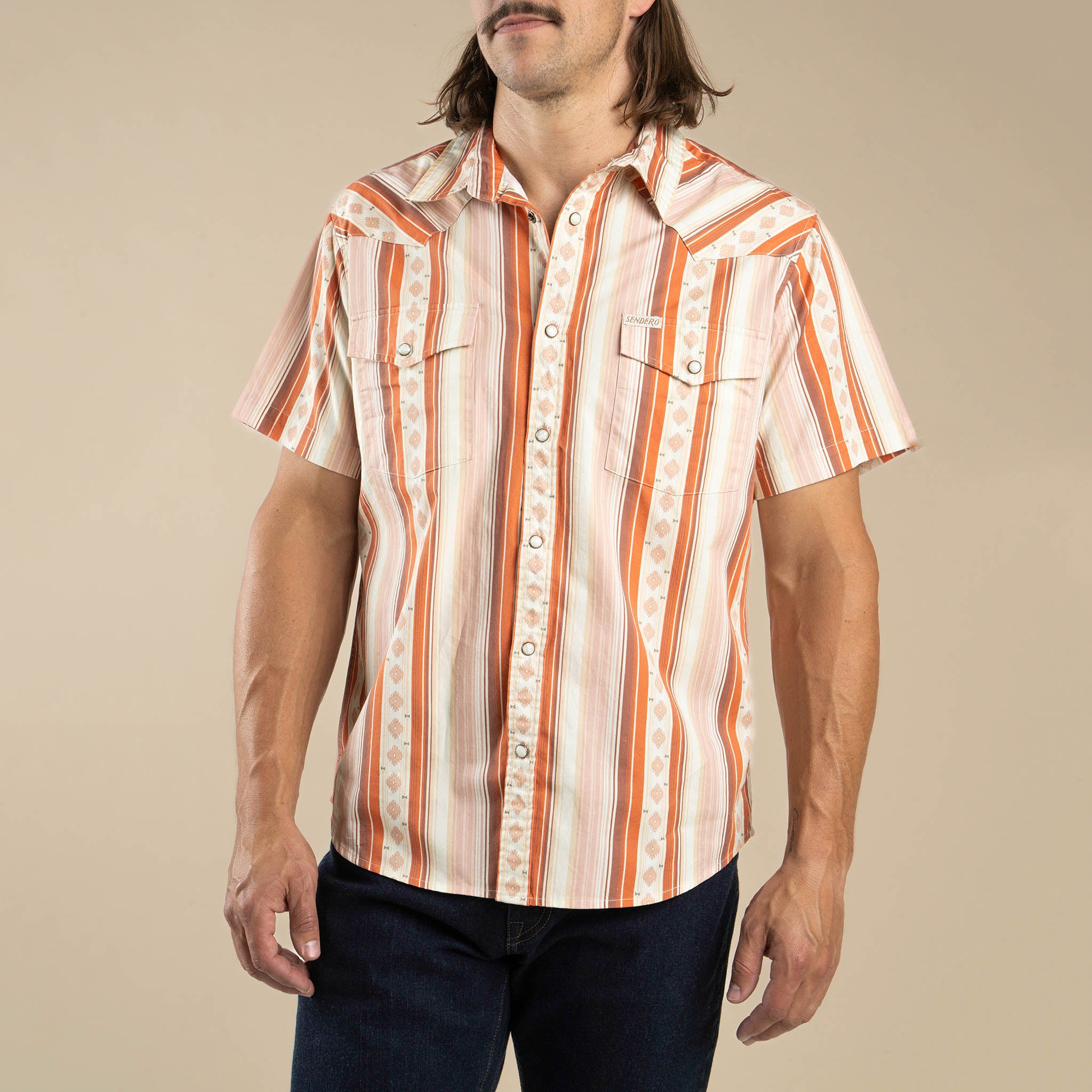 The Wyatt Pearl Snap Short Sleeve Serape Shirt