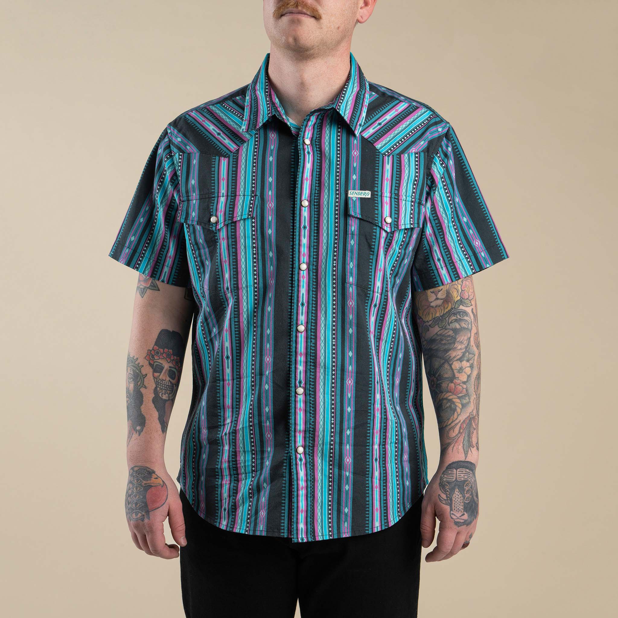 The Wyatt Pearl Snap Short Sleeve Serape Shirt