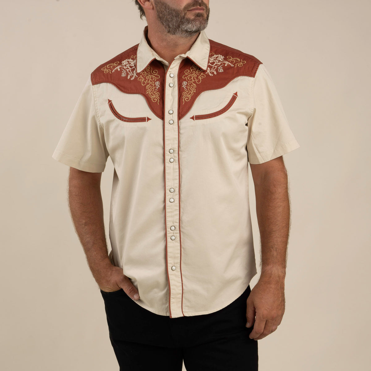 The Cody Western Short Sleeve Shirt - Oat