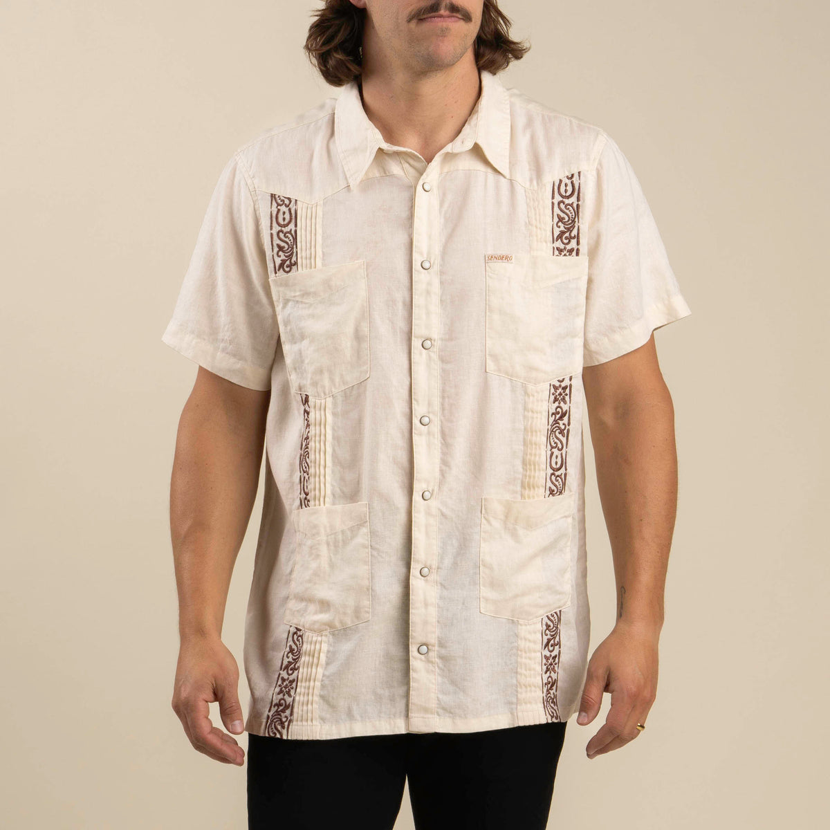 Caballero Guayabera Shirt - Vintage White