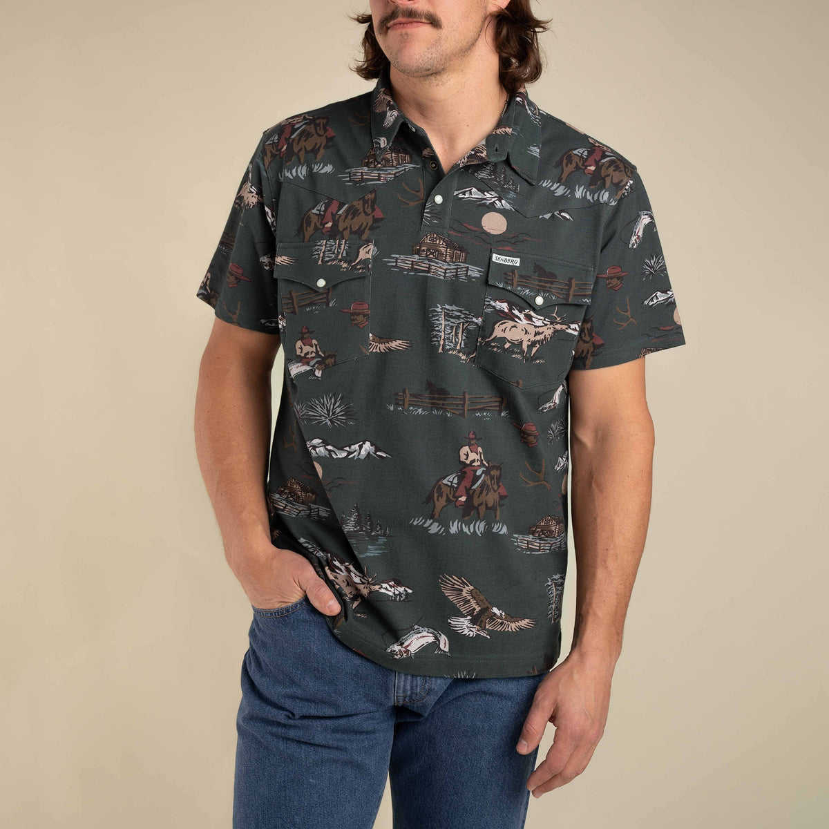 Cantina Pique Polo Short Sleeve Shirt - Sky Grande